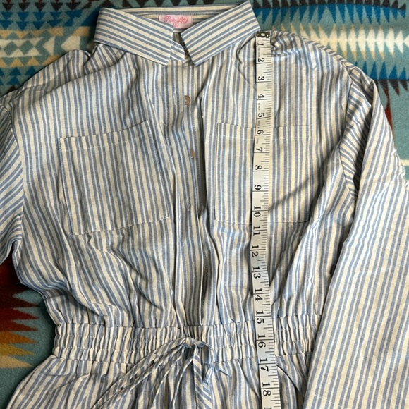 Pink Lily Should’ve Said Blue Stripe Collar Romper - Picture 12 of 15